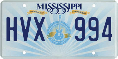 MS license plate HVX994
