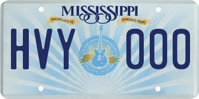MS license plate HVY000