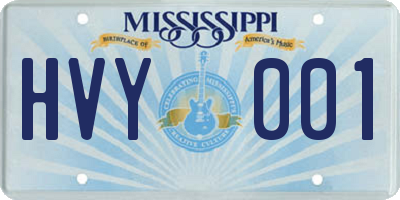 MS license plate HVY001