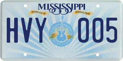 MS license plate HVY005
