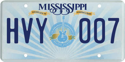 MS license plate HVY007
