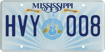 MS license plate HVY008