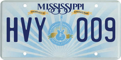 MS license plate HVY009