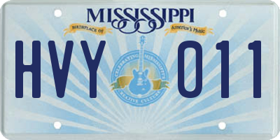 MS license plate HVY011
