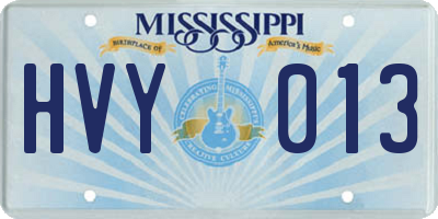 MS license plate HVY013