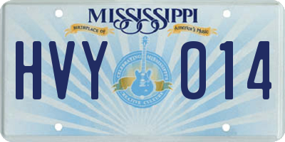 MS license plate HVY014