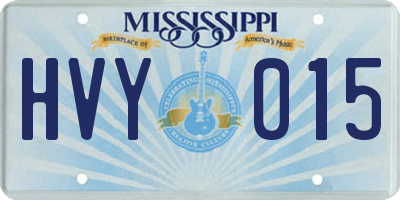 MS license plate HVY015