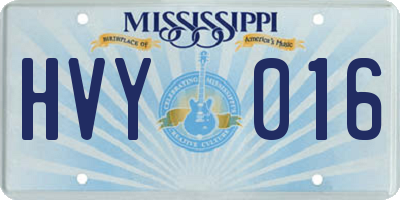 MS license plate HVY016