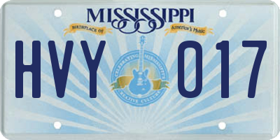 MS license plate HVY017