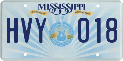 MS license plate HVY018
