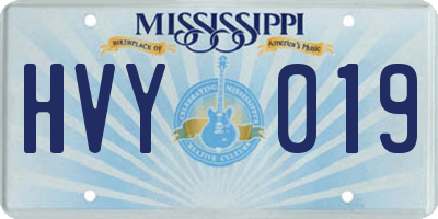 MS license plate HVY019