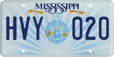 MS license plate HVY020