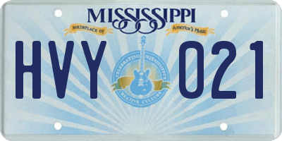MS license plate HVY021