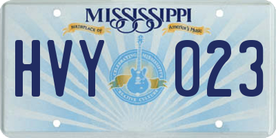 MS license plate HVY023