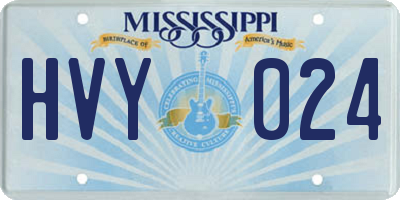 MS license plate HVY024