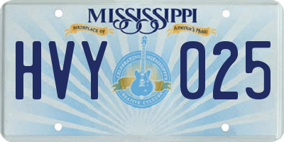 MS license plate HVY025