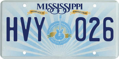 MS license plate HVY026
