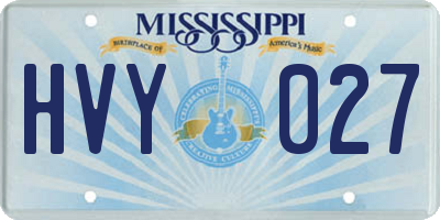 MS license plate HVY027