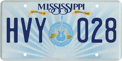 MS license plate HVY028