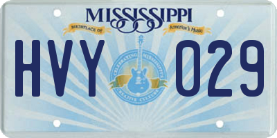 MS license plate HVY029
