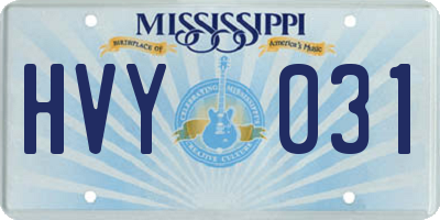 MS license plate HVY031