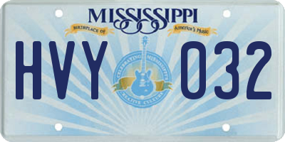 MS license plate HVY032