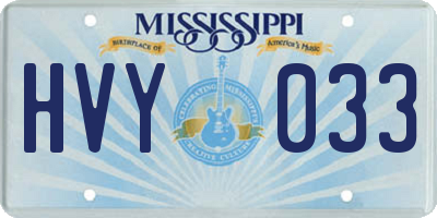 MS license plate HVY033