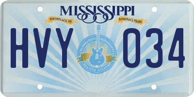 MS license plate HVY034
