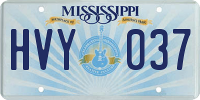 MS license plate HVY037
