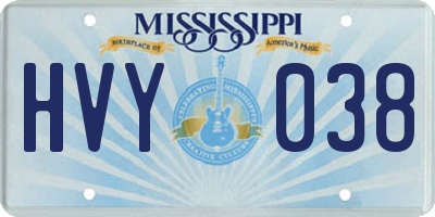 MS license plate HVY038