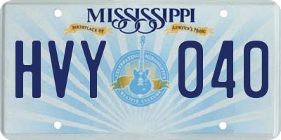 MS license plate HVY040