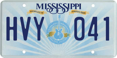 MS license plate HVY041