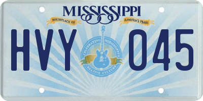 MS license plate HVY045