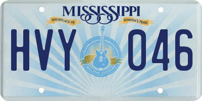 MS license plate HVY046