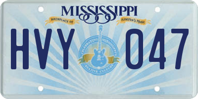 MS license plate HVY047