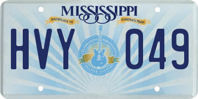 MS license plate HVY049