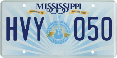 MS license plate HVY050