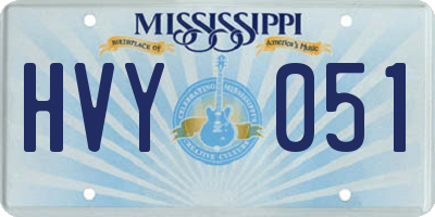 MS license plate HVY051