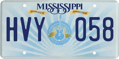 MS license plate HVY058