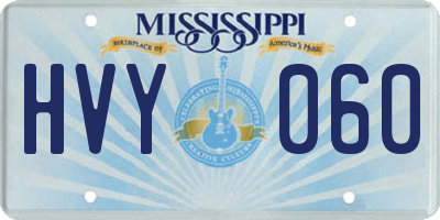 MS license plate HVY060
