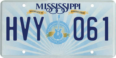 MS license plate HVY061