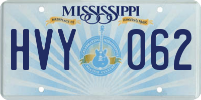 MS license plate HVY062