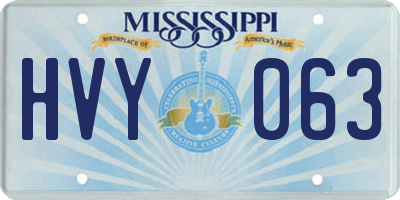 MS license plate HVY063