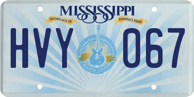 MS license plate HVY067