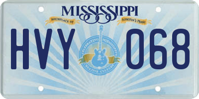 MS license plate HVY068