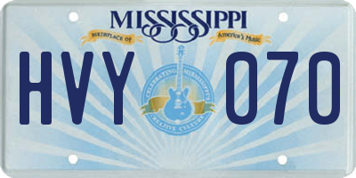 MS license plate HVY070