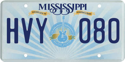 MS license plate HVY080