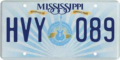 MS license plate HVY089
