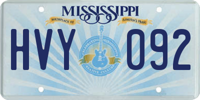 MS license plate HVY092