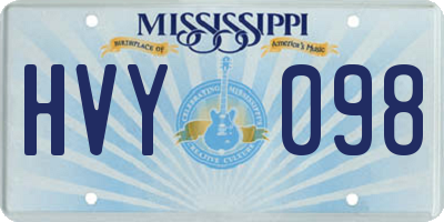 MS license plate HVY098